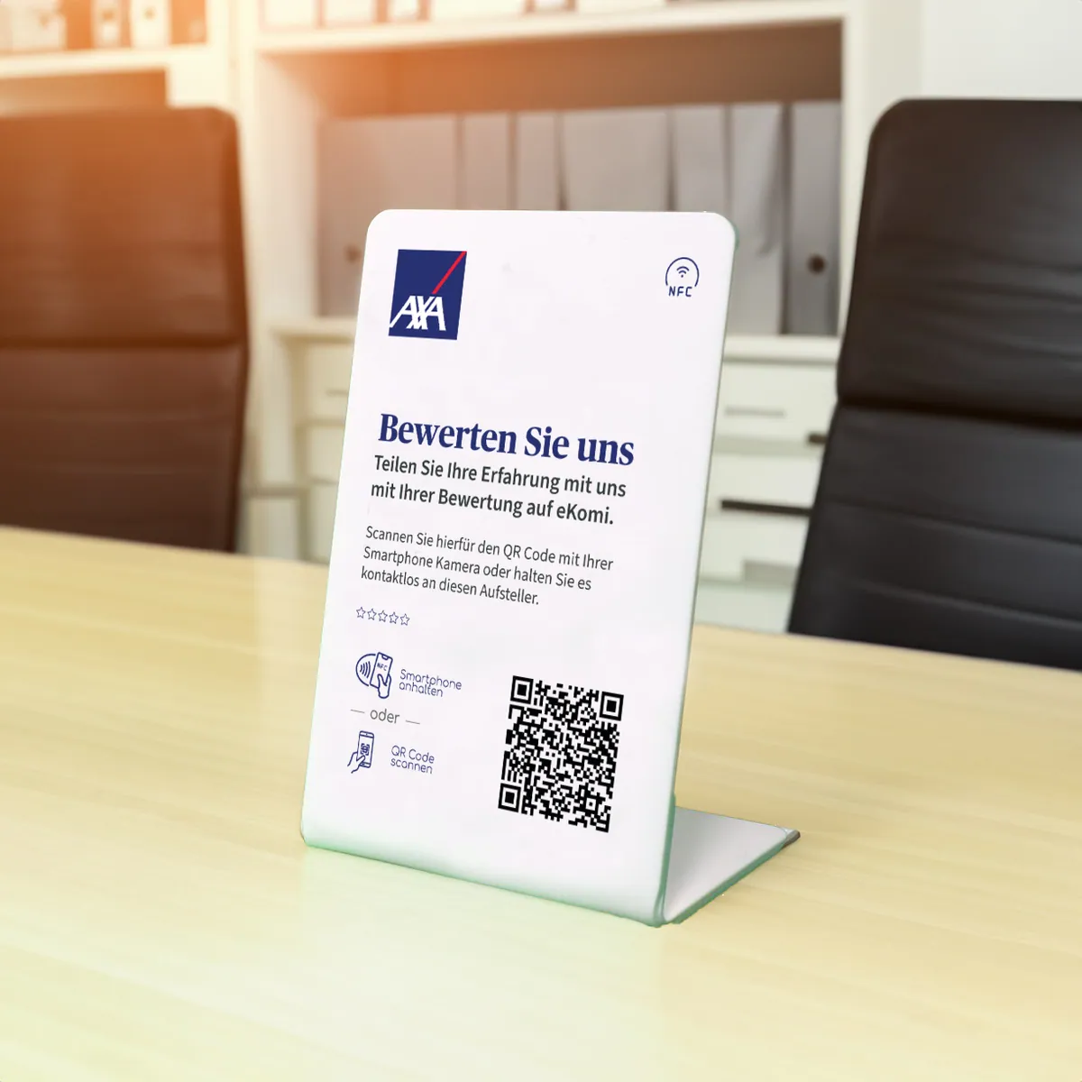 AXA eKomi Bewertung NFC Aufsteller