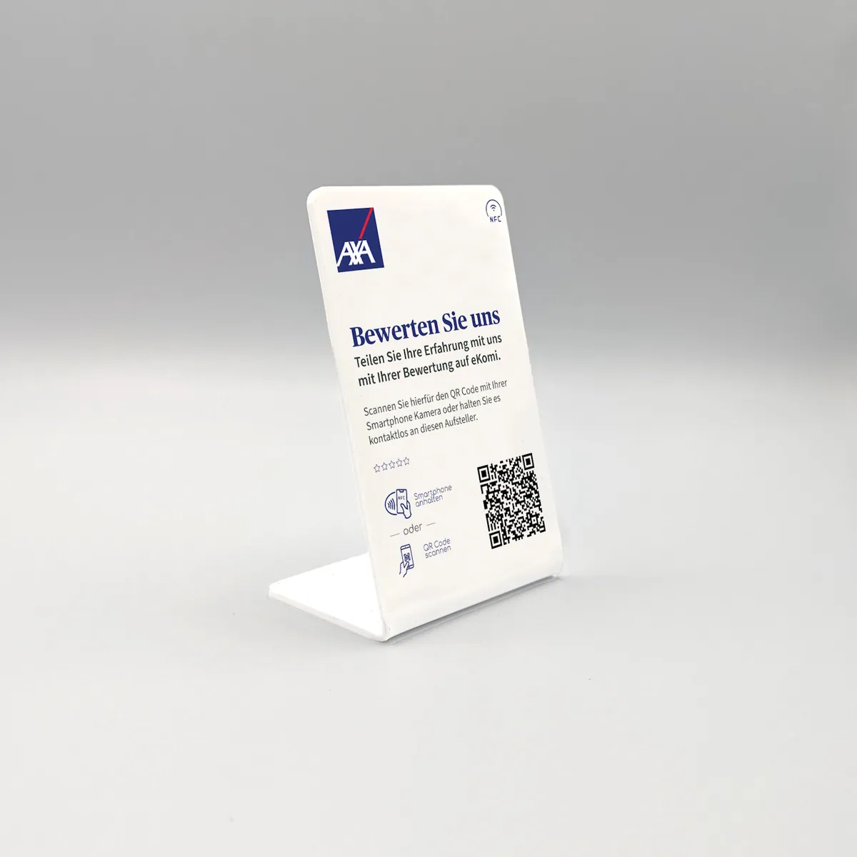 AXA eKomi Bewertung NFC Aufsteller