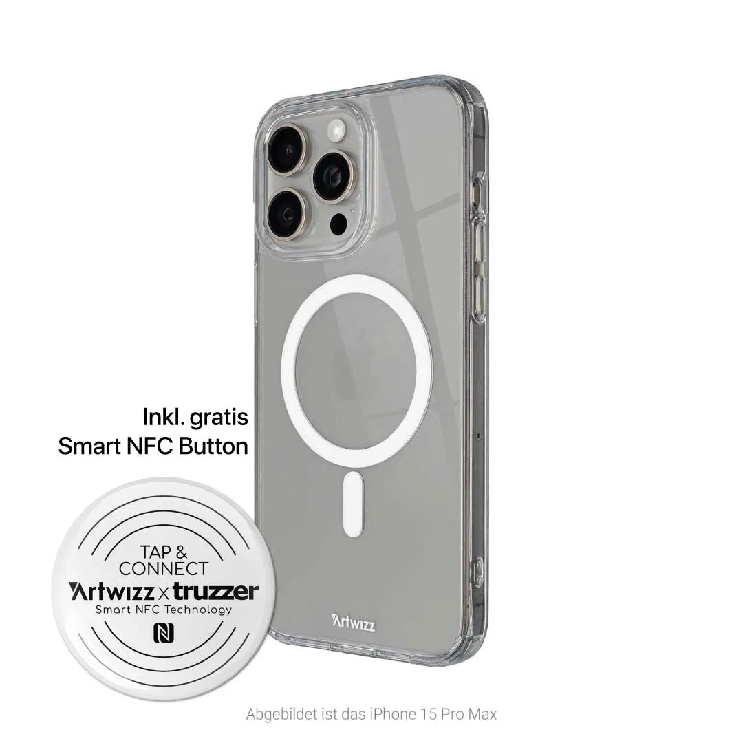 iPhone 16 Pro Max Handyhülle ClearClip + CHARGE inkl. Smart NFC Button