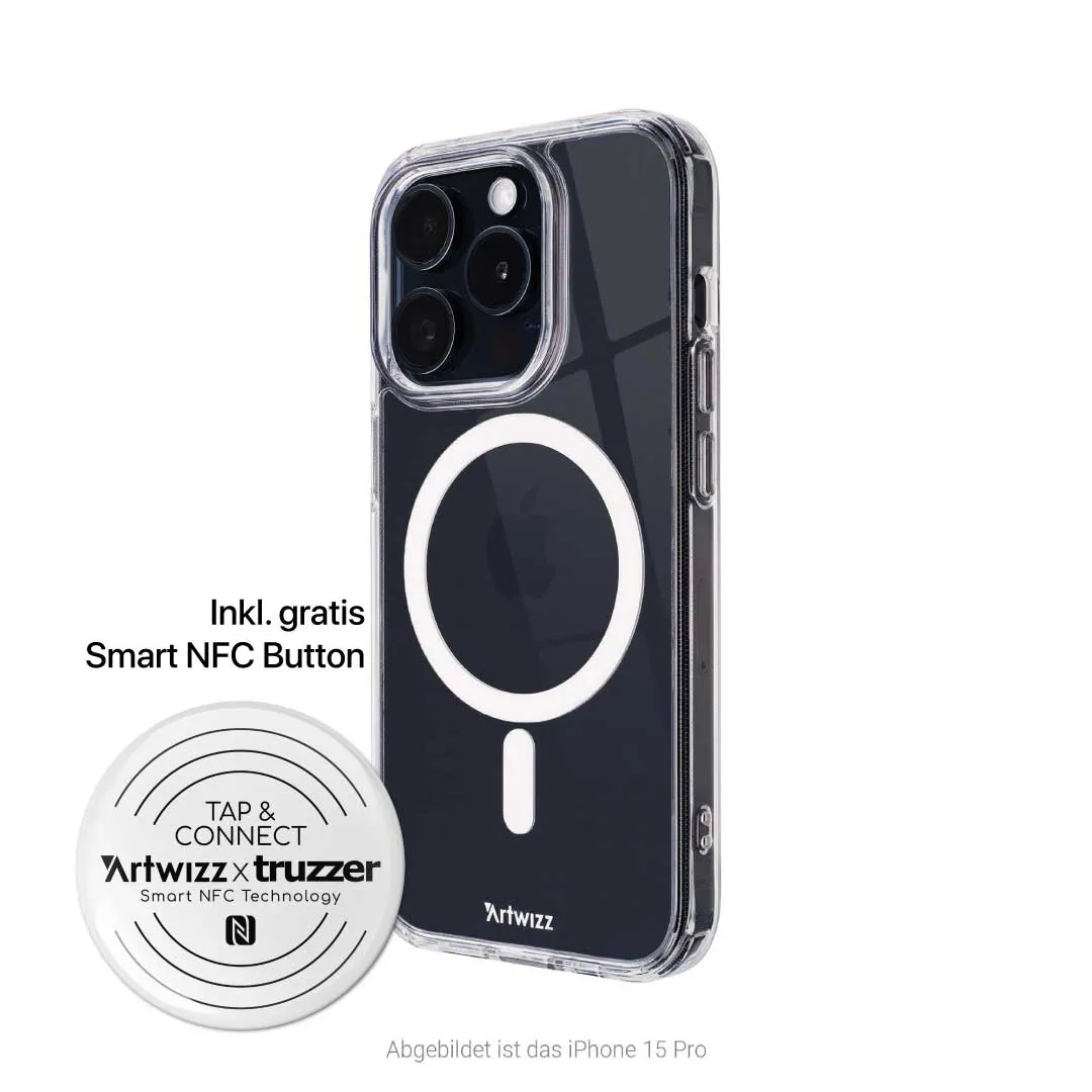 iPhone 16 Pro Handyhülle „ClearClip + CHARGE“ inkl. Smart NFC Button