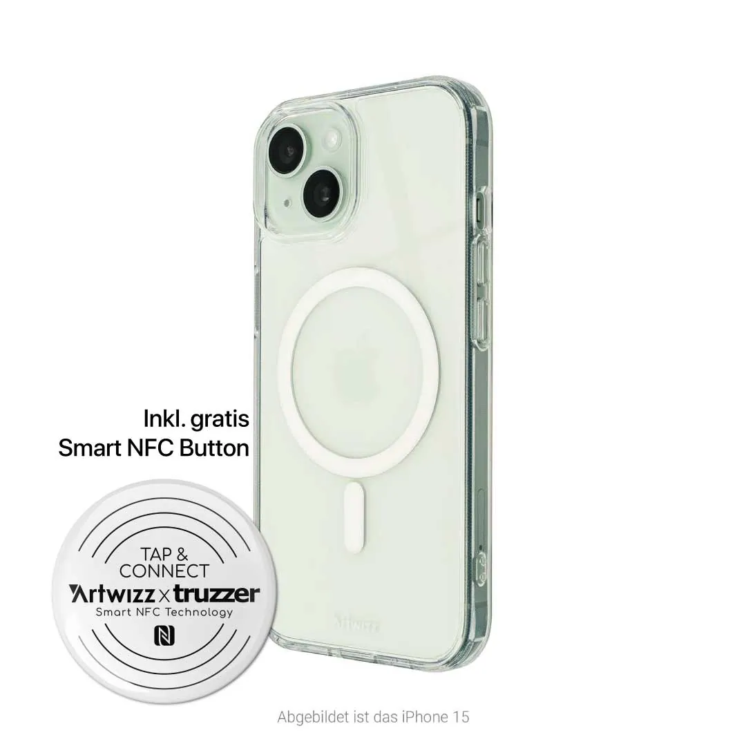 iPhone 16 Handyhülle „ClearClip + CHARGE“ inkl. Smart NFC Button