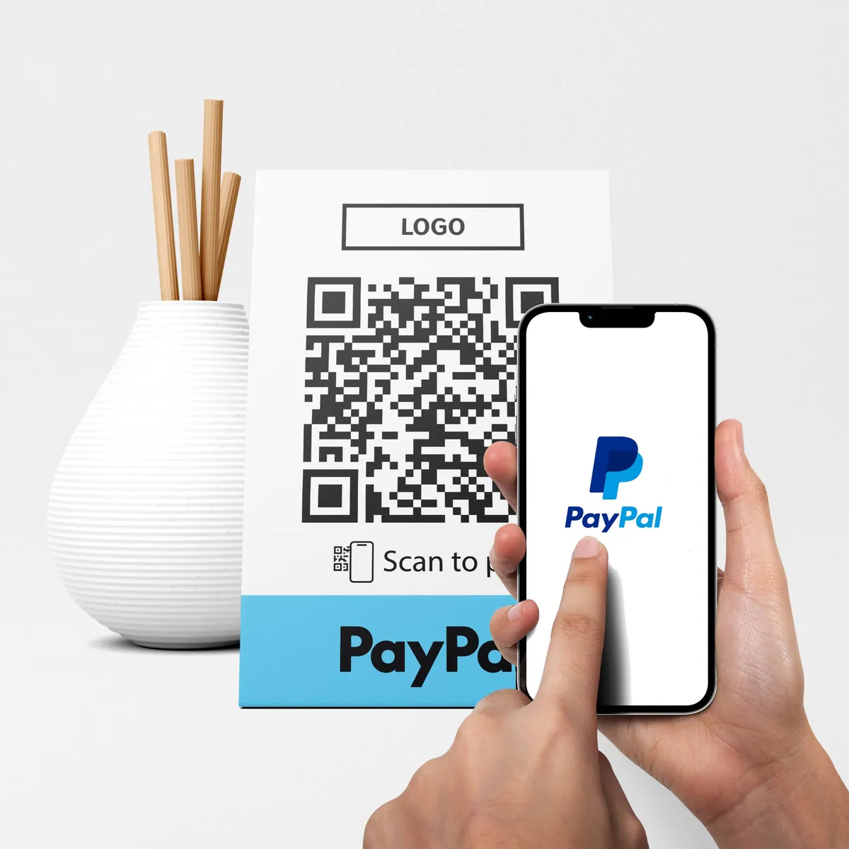 PayPal bezahlen QR Code Tischaufsteller – Ansicht 2