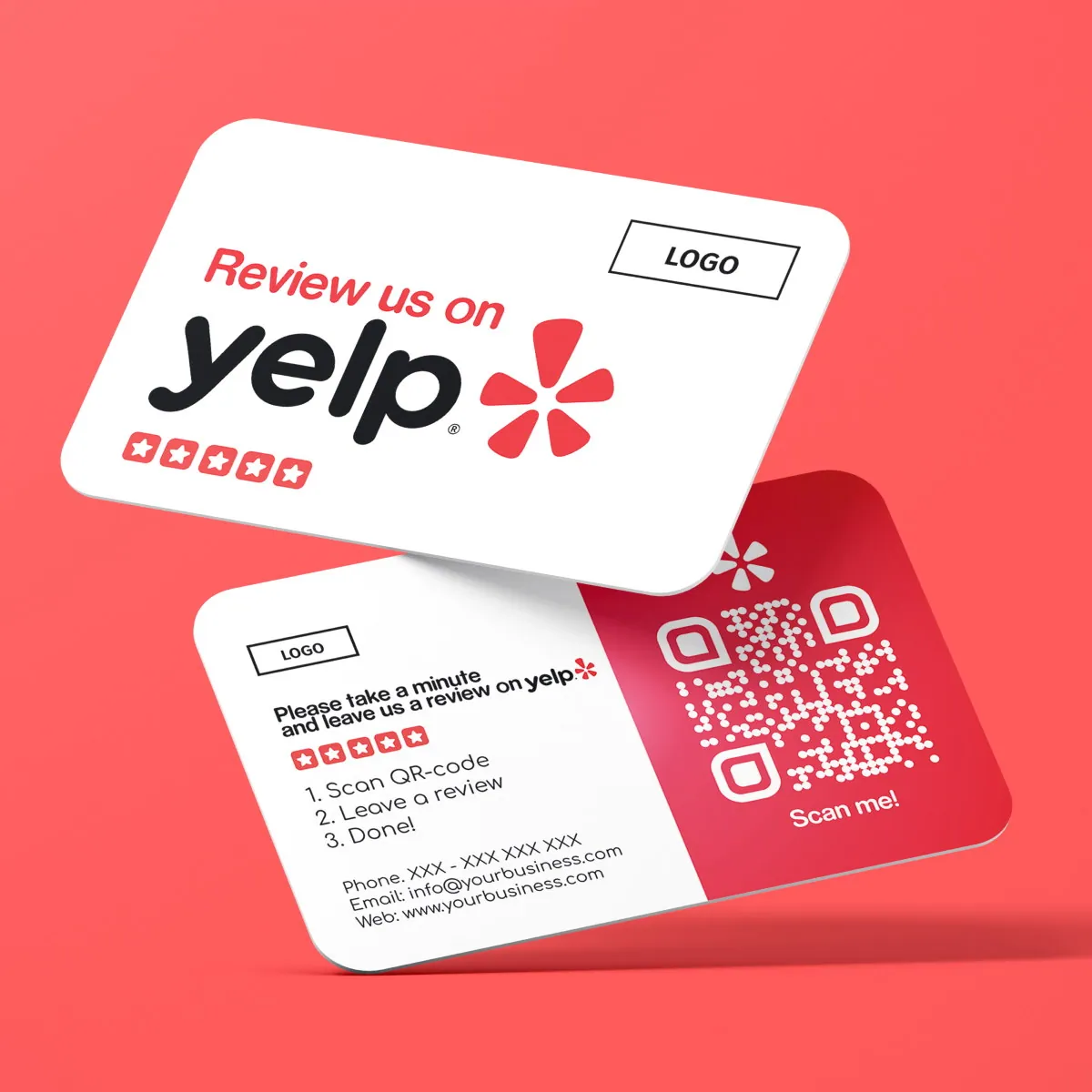 Yelp! Review Business Card Clean with Yelp review QR Code