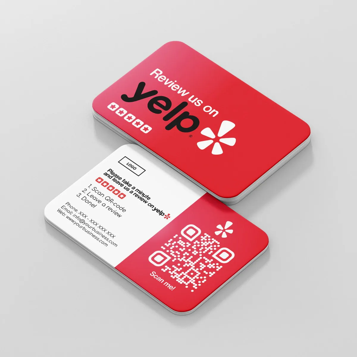 Yelp! Review Business Card Color with Yelp review QR Code