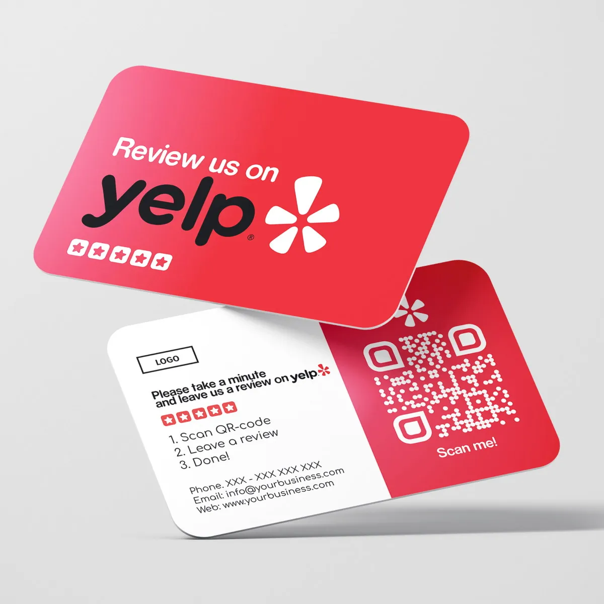 Yelp! Review Business Card Color with Yelp review QR Code