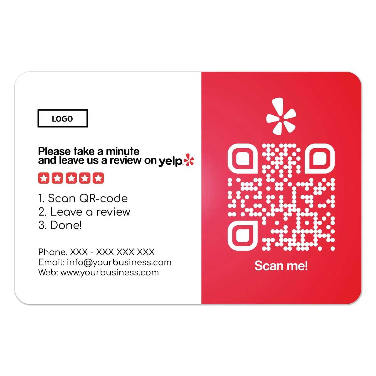 Yelp! Review Business Card Clean with Yelp review QR Code
