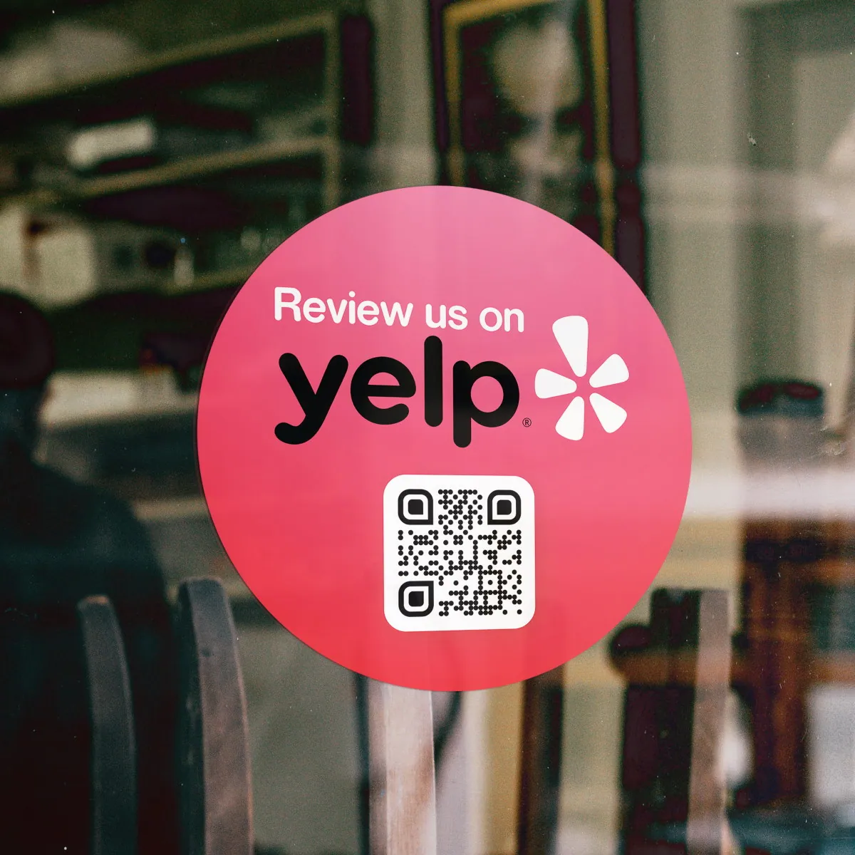 Yelp! Review Sticker Color with review QR code