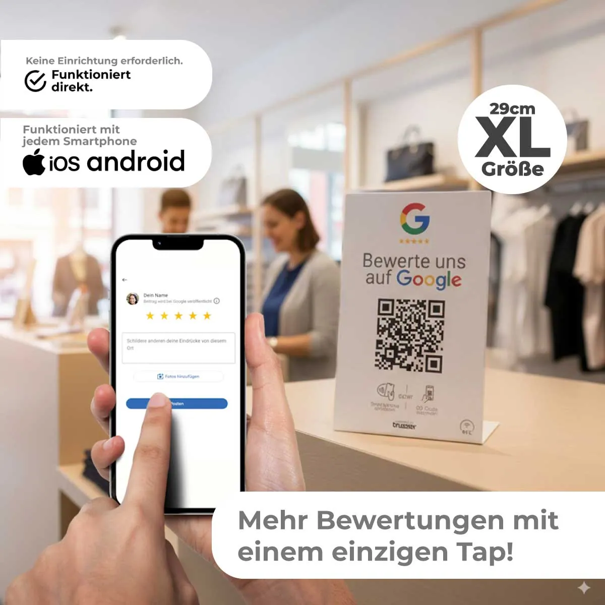 Google Bewertung NFC Aufsteller / Schild / Display Größe XL 29cm – Ansicht 2
