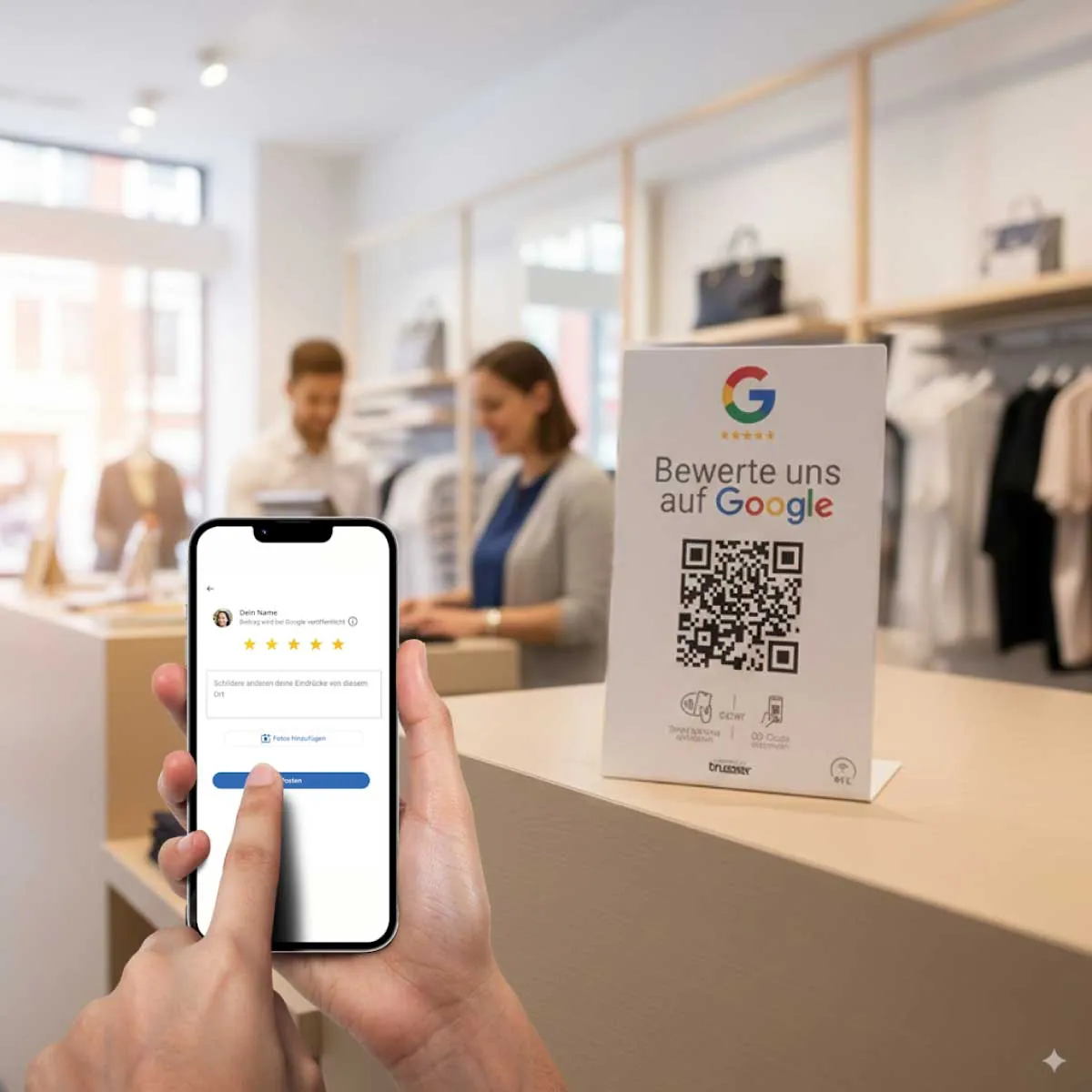 Google Bewertung NFC Aufsteller / Schild / Display Größe XL 29cm