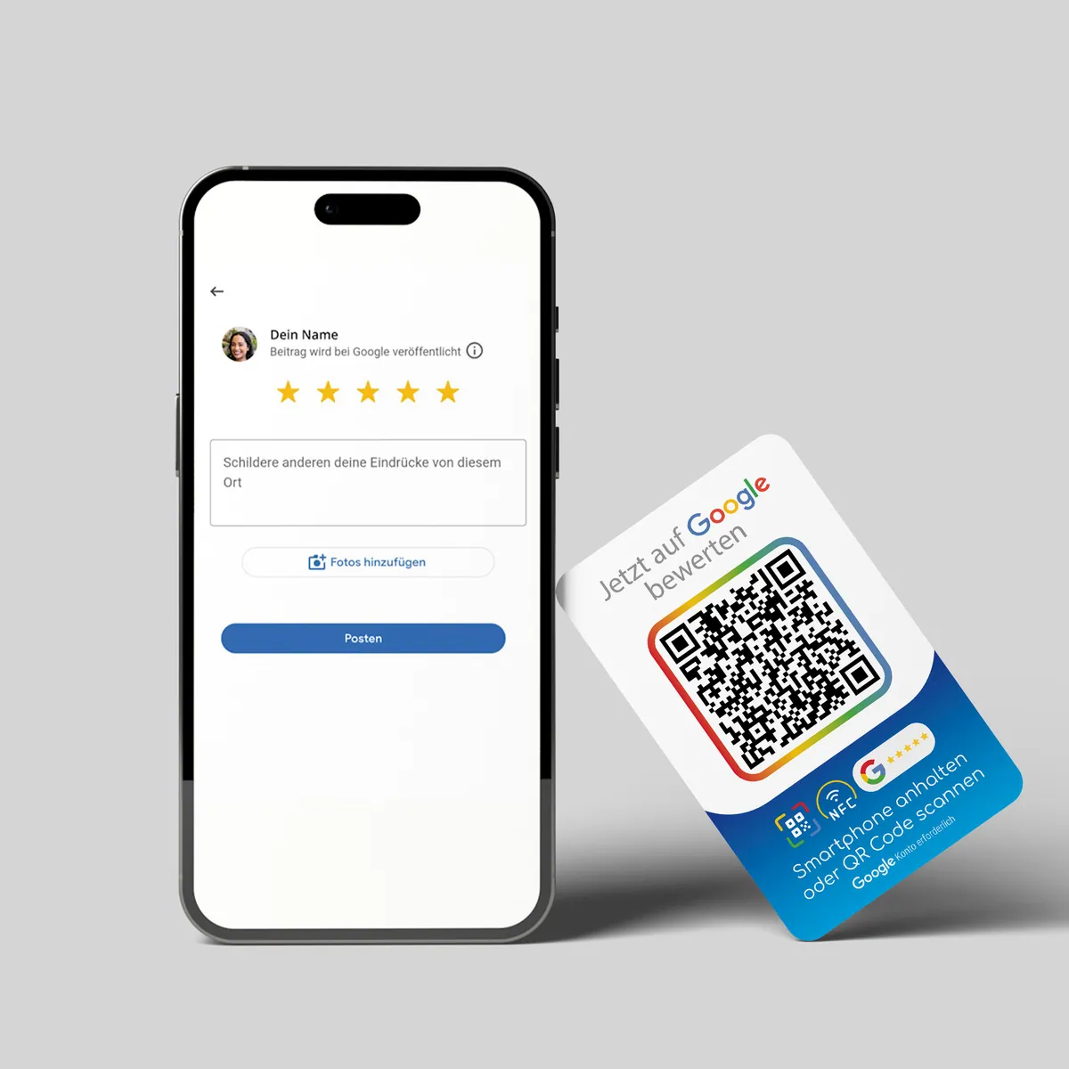 Google Bewertung NFC Karte „Color“ mit Google Bewertung QR Code – Ansicht 2