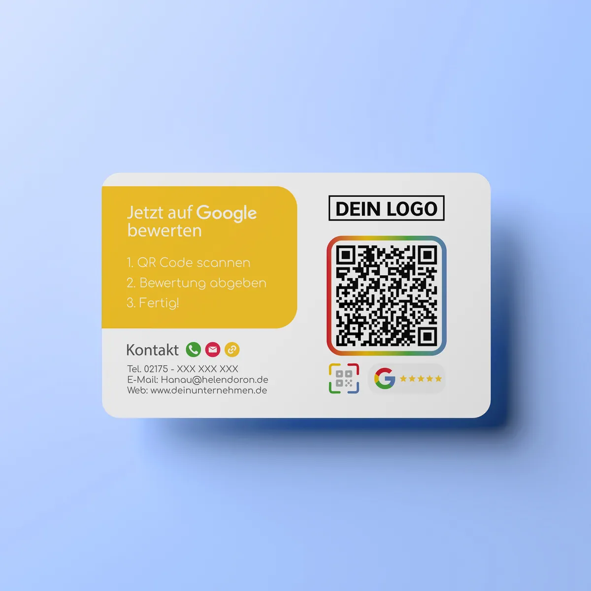 Bewerten Sie uns auf Google Visitenkarte G mit Google Bewertung QR Code – Ansicht 2