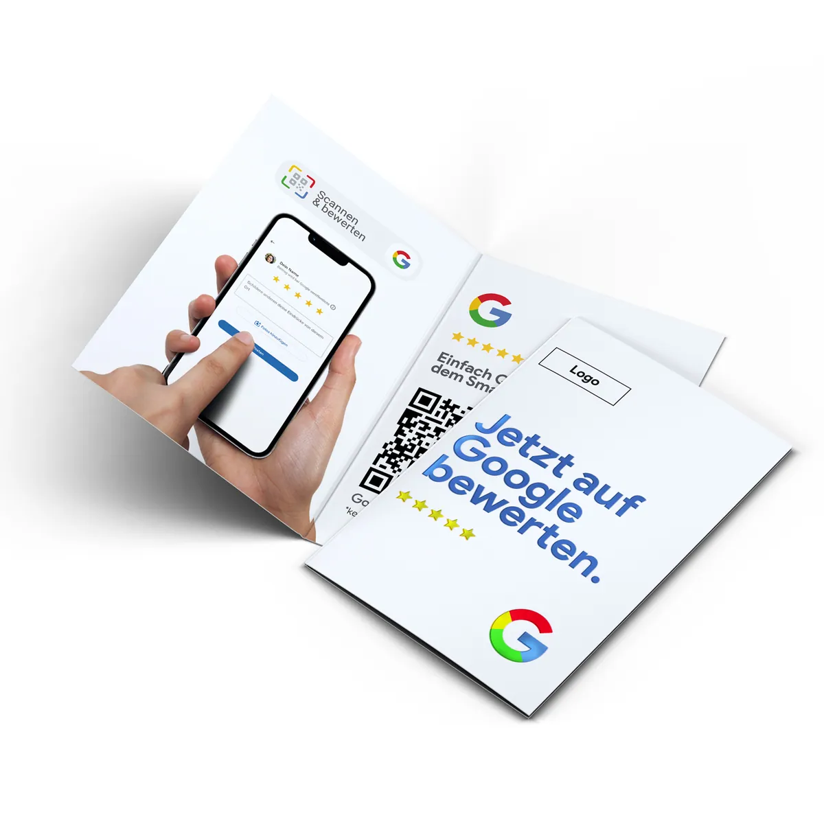 Google Bewertung QR Code Klapp-Visitenkarte mit edlem UV Lack – Ansicht 2