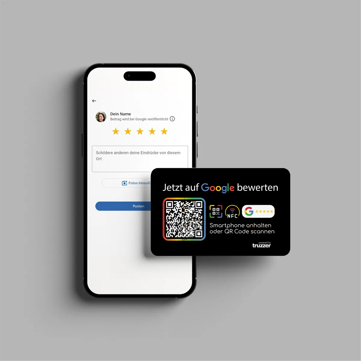 Google Bewertung NFC Karte „G“ mit Google Bewertung QR Code – Ansicht 2