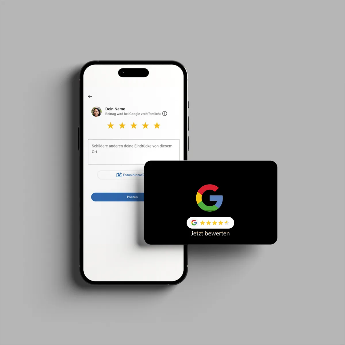 Google Bewertung NFC Karte „G“ mit Google Bewertung QR Code
