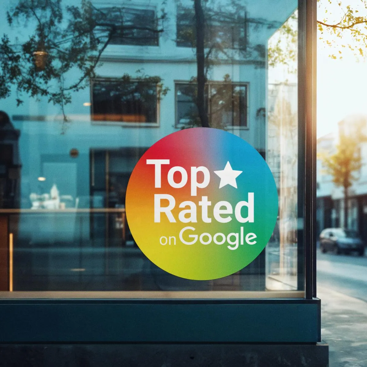 „Top Rated on Google“ Aufkleber – Zeige deine besten Bewertungen sichtbar für alle!