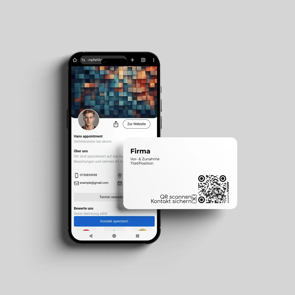 Smart QR Code Papier Visitenkarten – Ansicht 2
