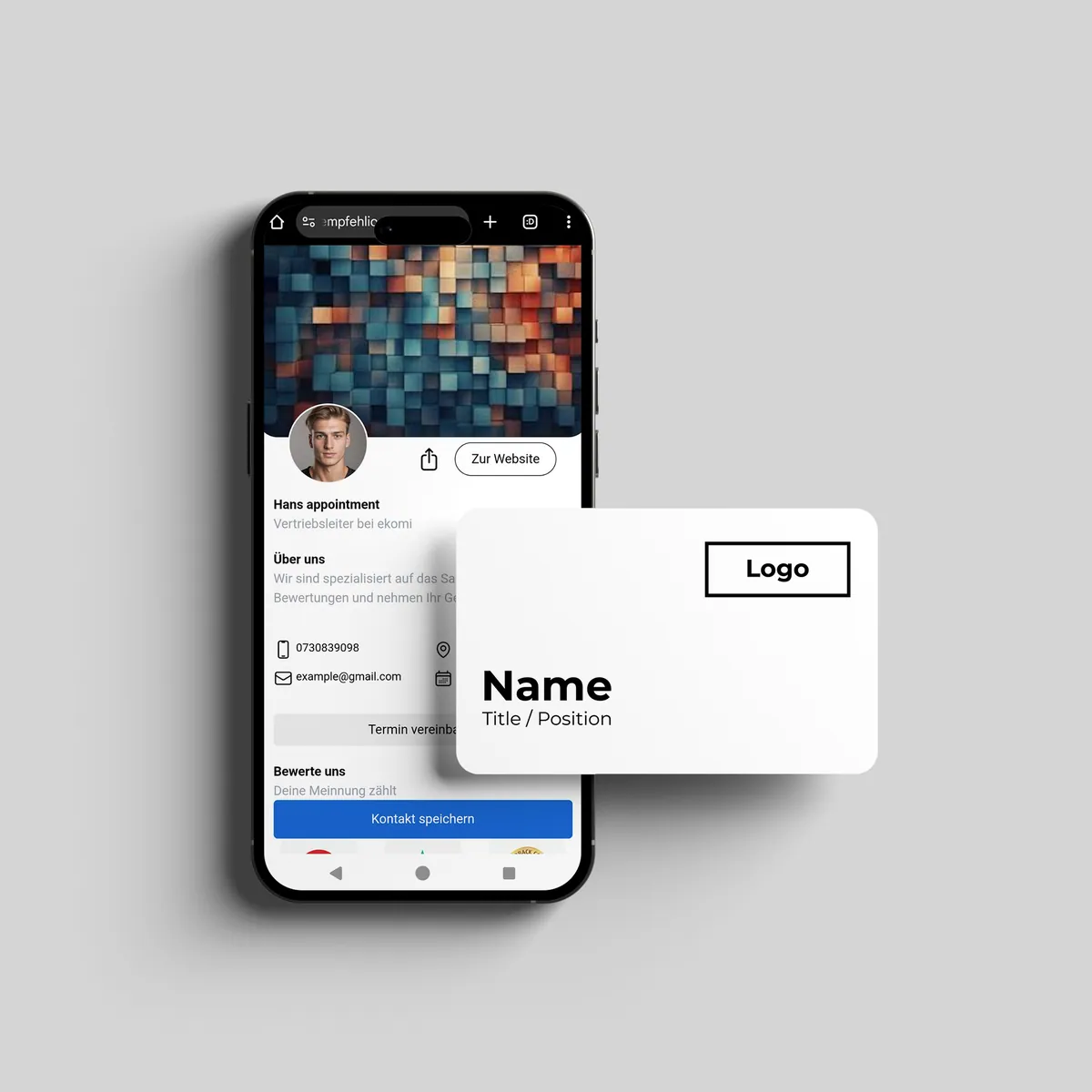 Smart QR Code Papier Visitenkarten
