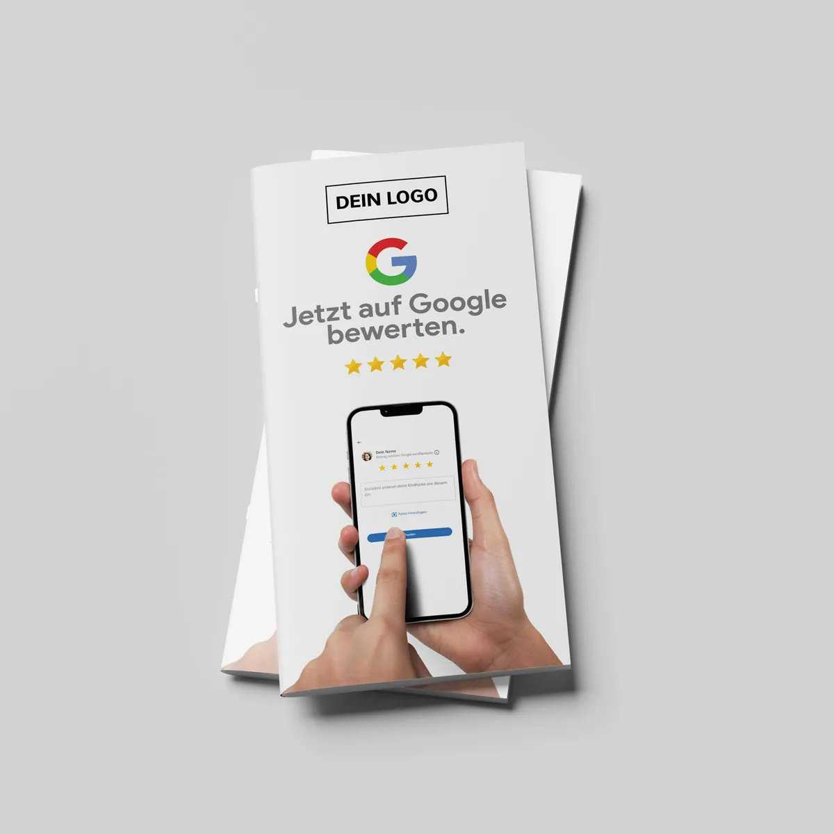 Google Bewertung Flyer – 9,9 × 21 cm | Mittelfalz | Mit QR-Code & Dankes-Seite