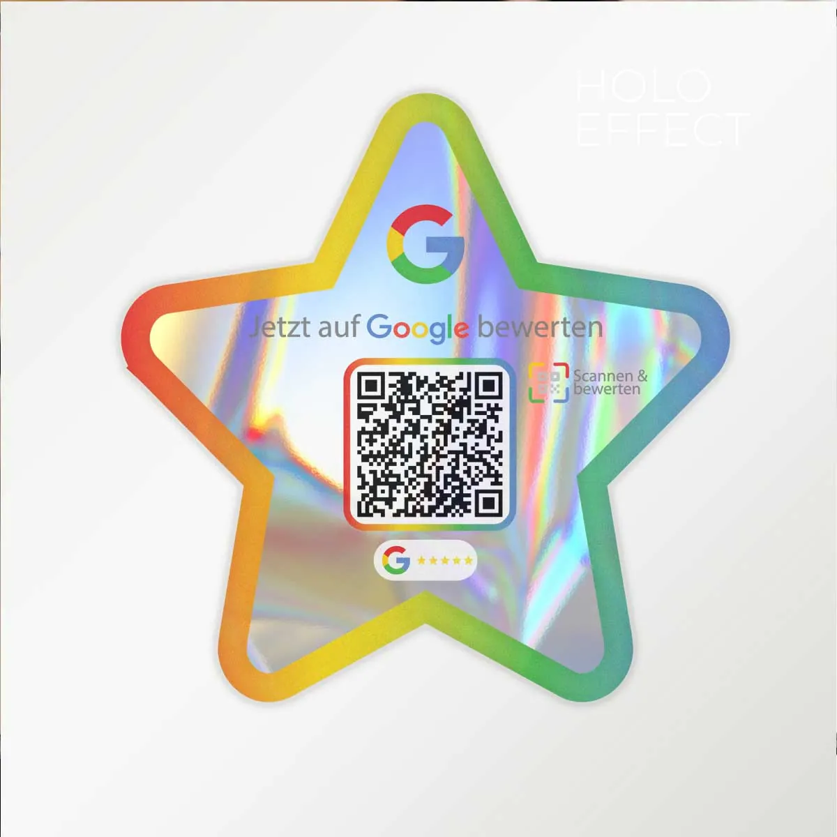 Google Bewertung Hologramm Sticker mit QR Code – Stern Design – 3 Größen – Eyecatcher für mehr Bewertungen – Ansicht 2