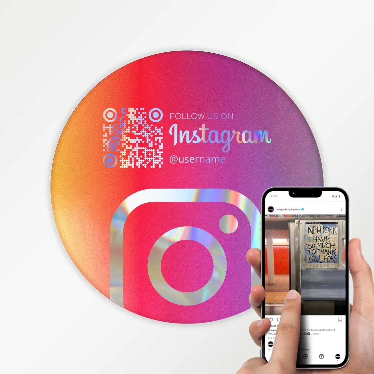 Instagram QR Code Sticker „Iconic“ – Hologramm Edition – 3 Größen