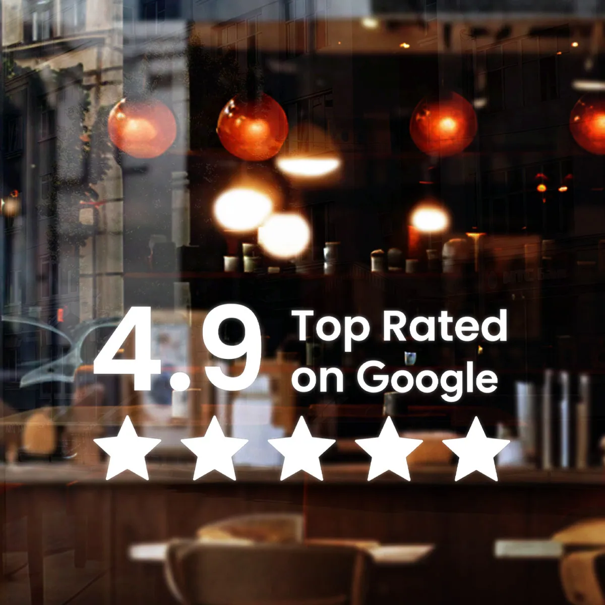 Google Bewertung Sticker mit Score – „Top Rated on Google“ – Schaufenster & Ladentür – Gold oder Weiß – 3 Größen – Ansicht 2