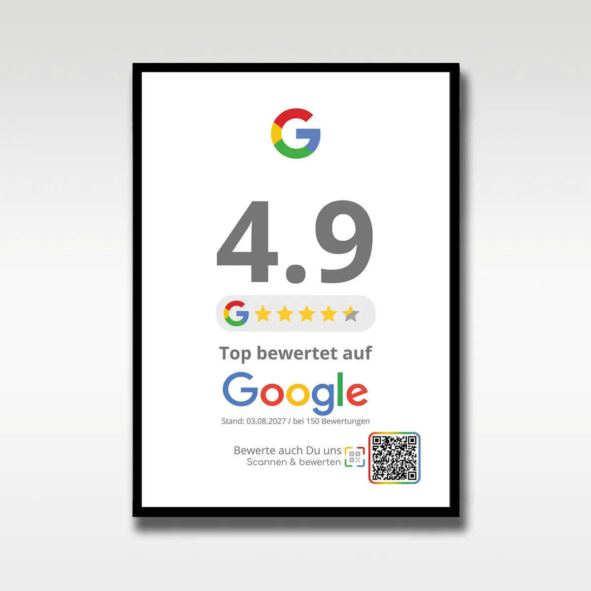 Google Bewertung Poster A3 | Mit QR Code direkt zur Bewertung | Kundenfeedback sichtbar machen – Ansicht 2