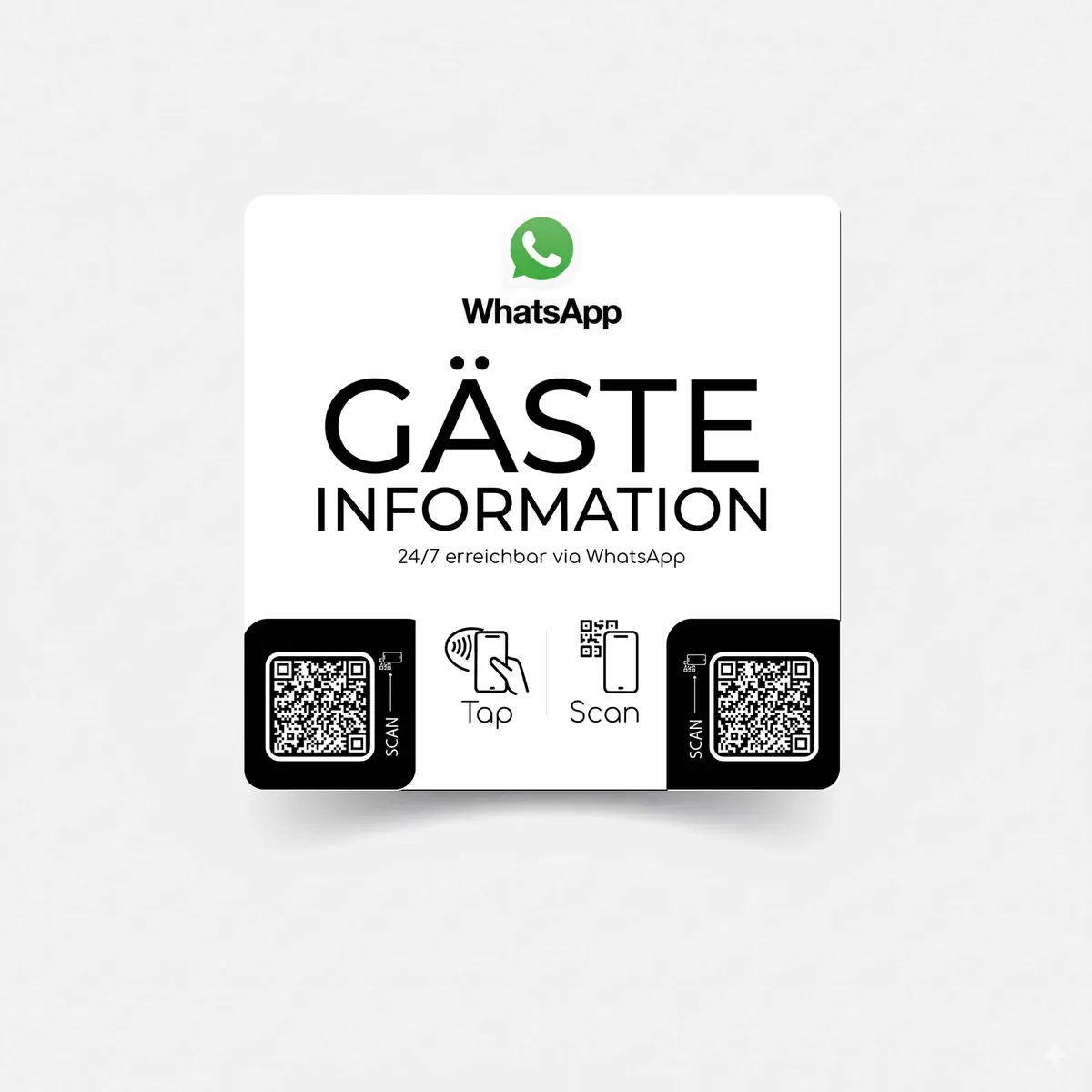 Gästeinformation WhatApp Smart Sticker mit NFC und QR Code
