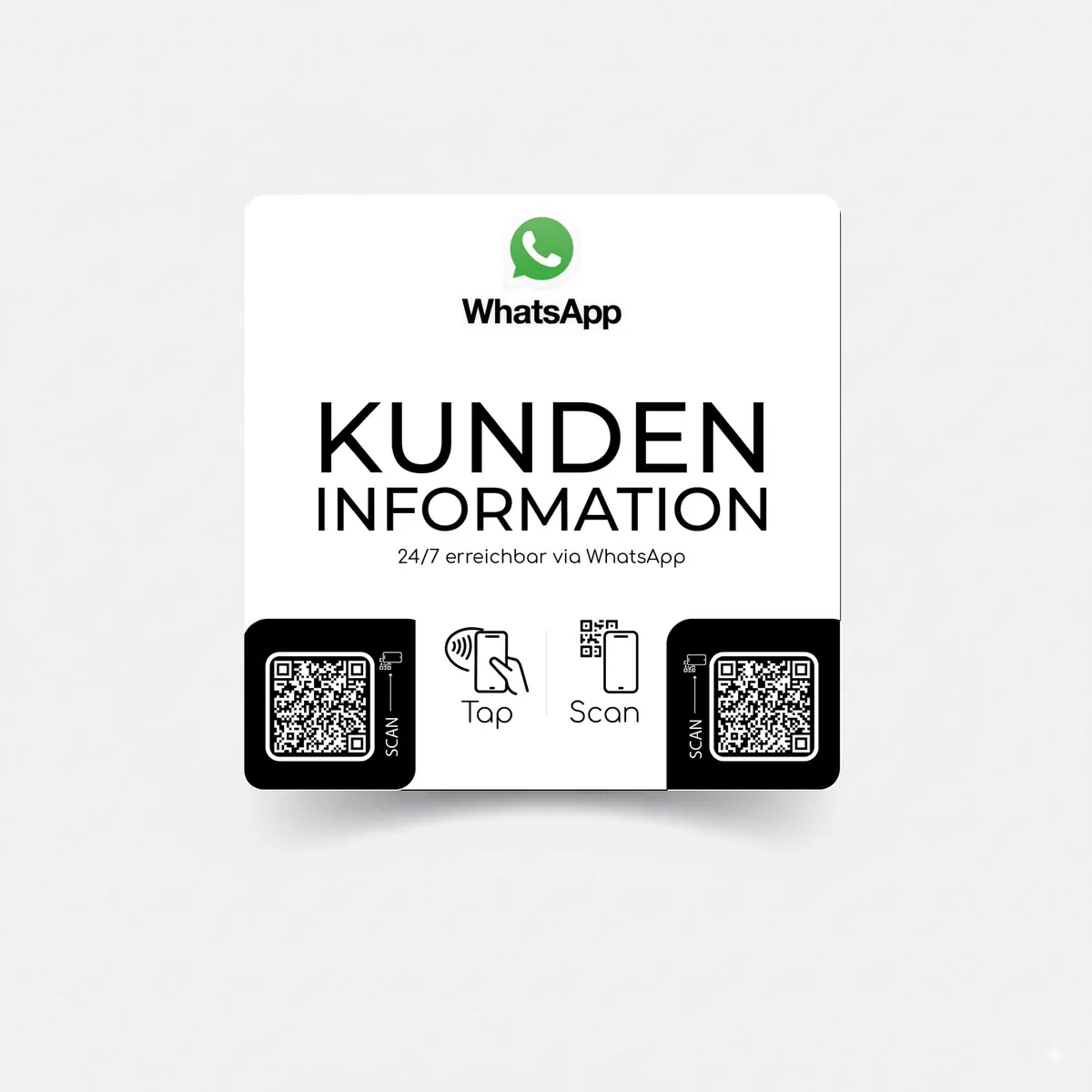 Kundeninformation WhatApp Smart Sticker mit NFC und QR Code