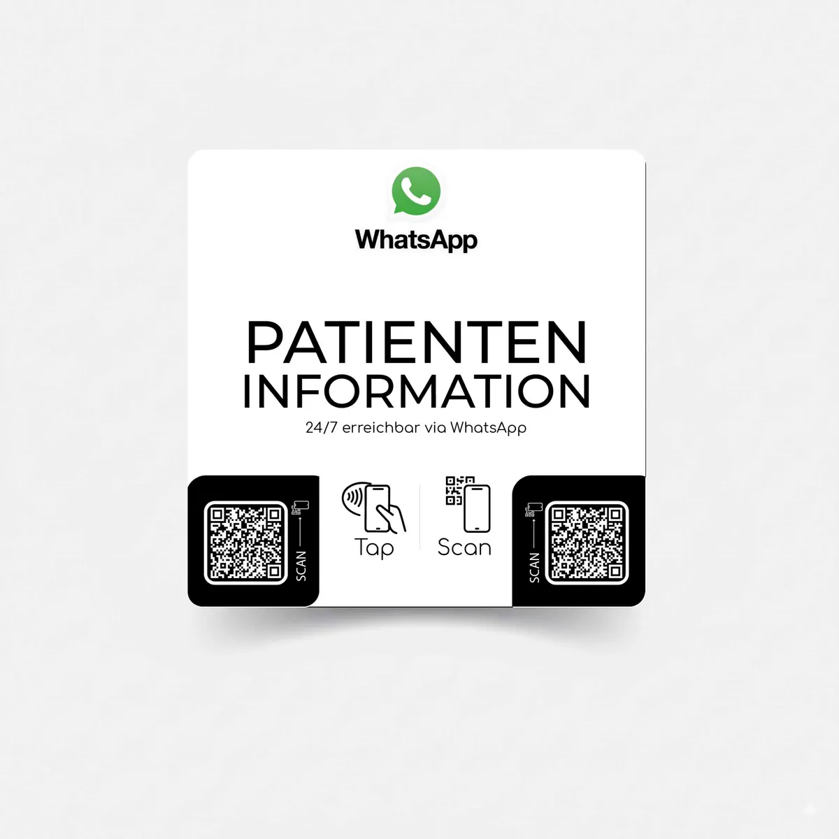 Patienteninformation WhatApp Smart Sticker mit NFC und QR Code