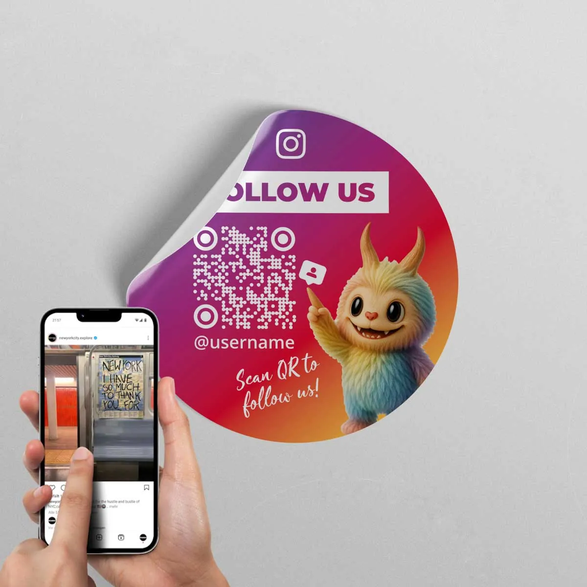 Instagram Aufkleber mit QR Code / NFC