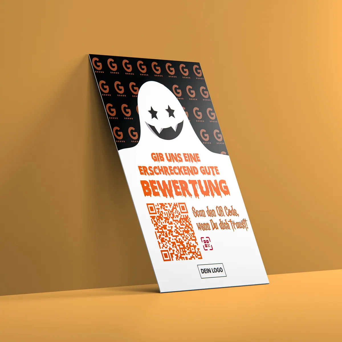 Halloween Edition Google Bewertung & Instagram Follower Karte mit QR Code