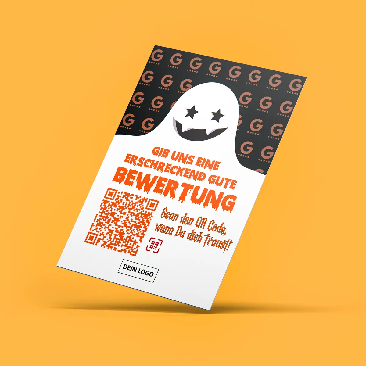 Halloween Edition Google Bewertung & Instagram Follower Karte mit QR Code