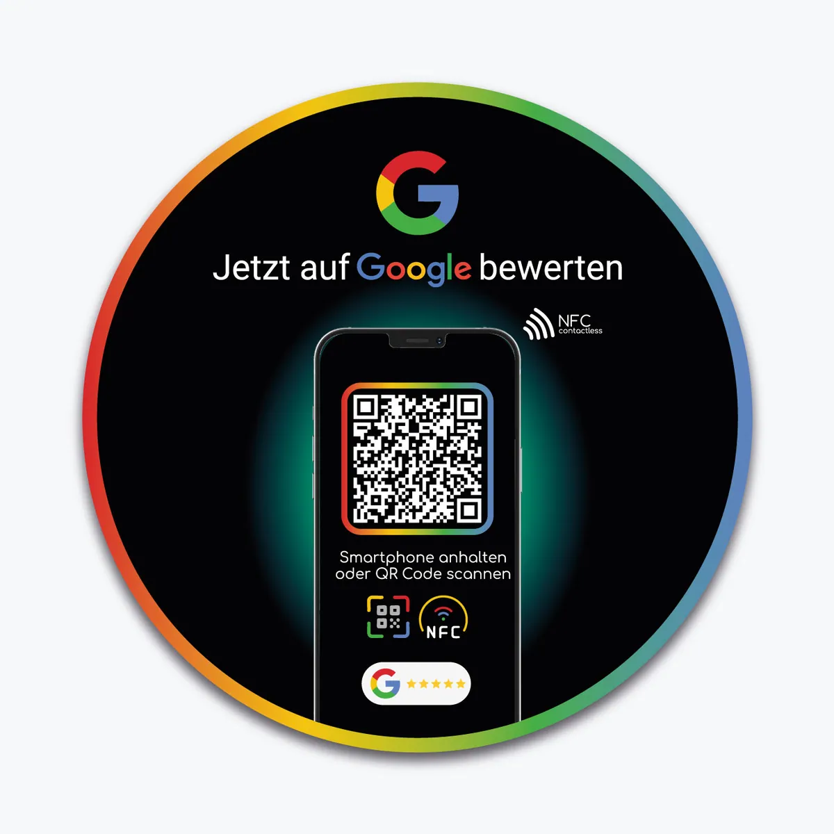 Google Bewertung NFC Aufkleber Tap Black „G“ mit Google Bewertung QR Code