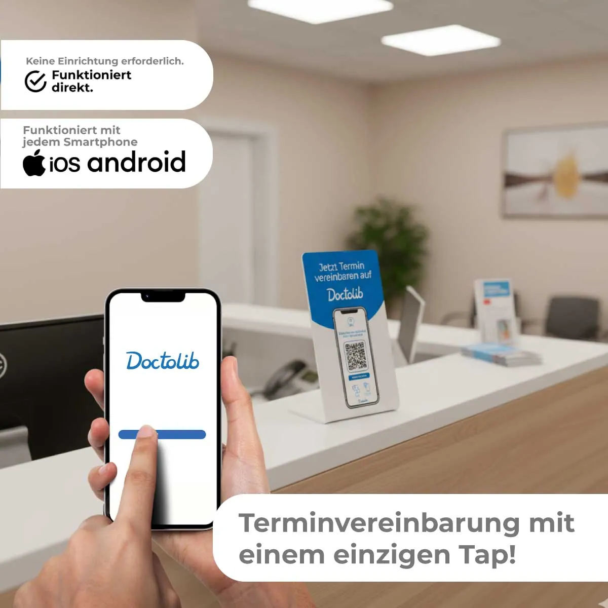 Doctolib NFC & QR Code Aufsteller – Terminbuchung mit einem Tap. – Ansicht 2