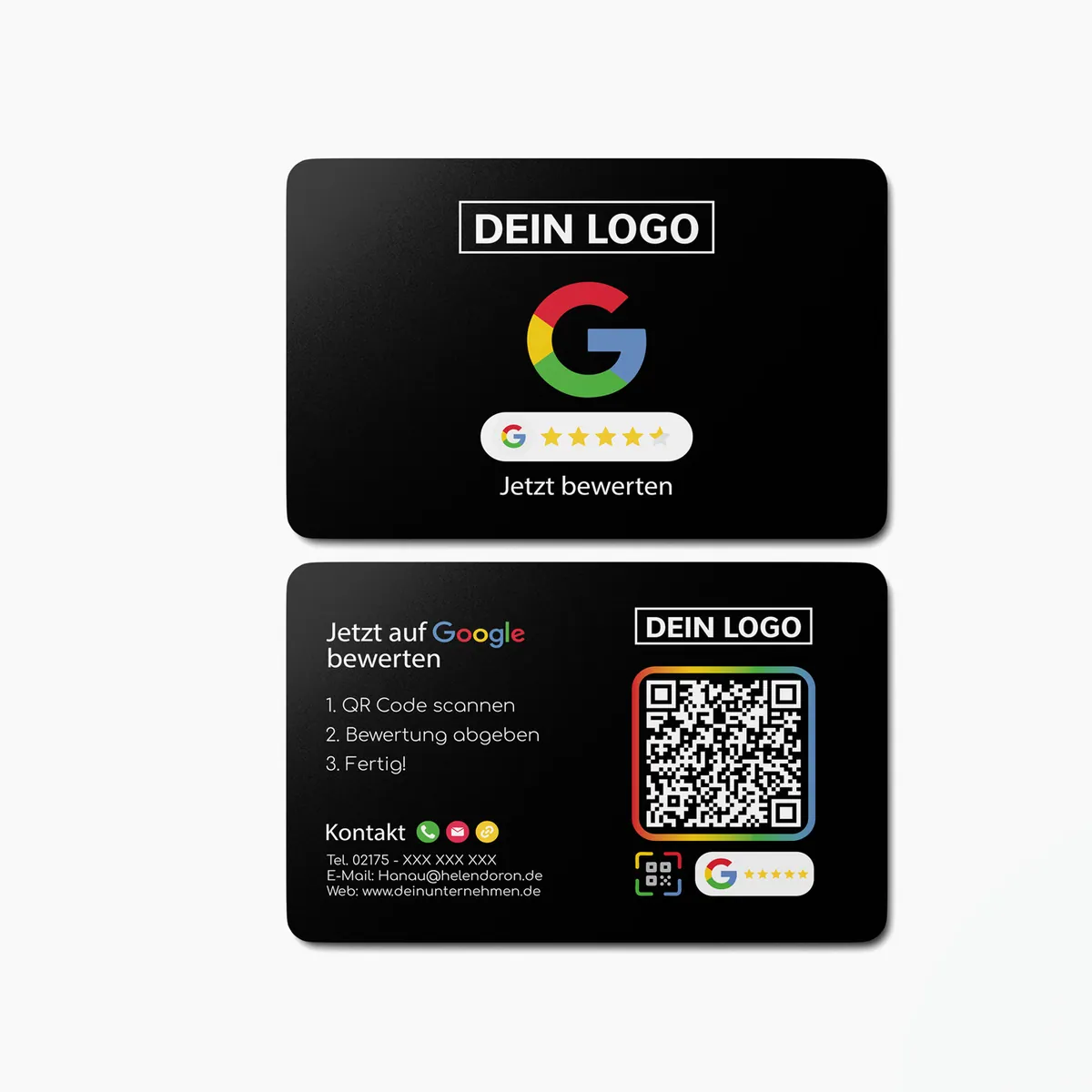 Bewerten Sie uns auf Google Visitenkarte G mit Google Bewertung QR Code Schwarz – Ansicht 2