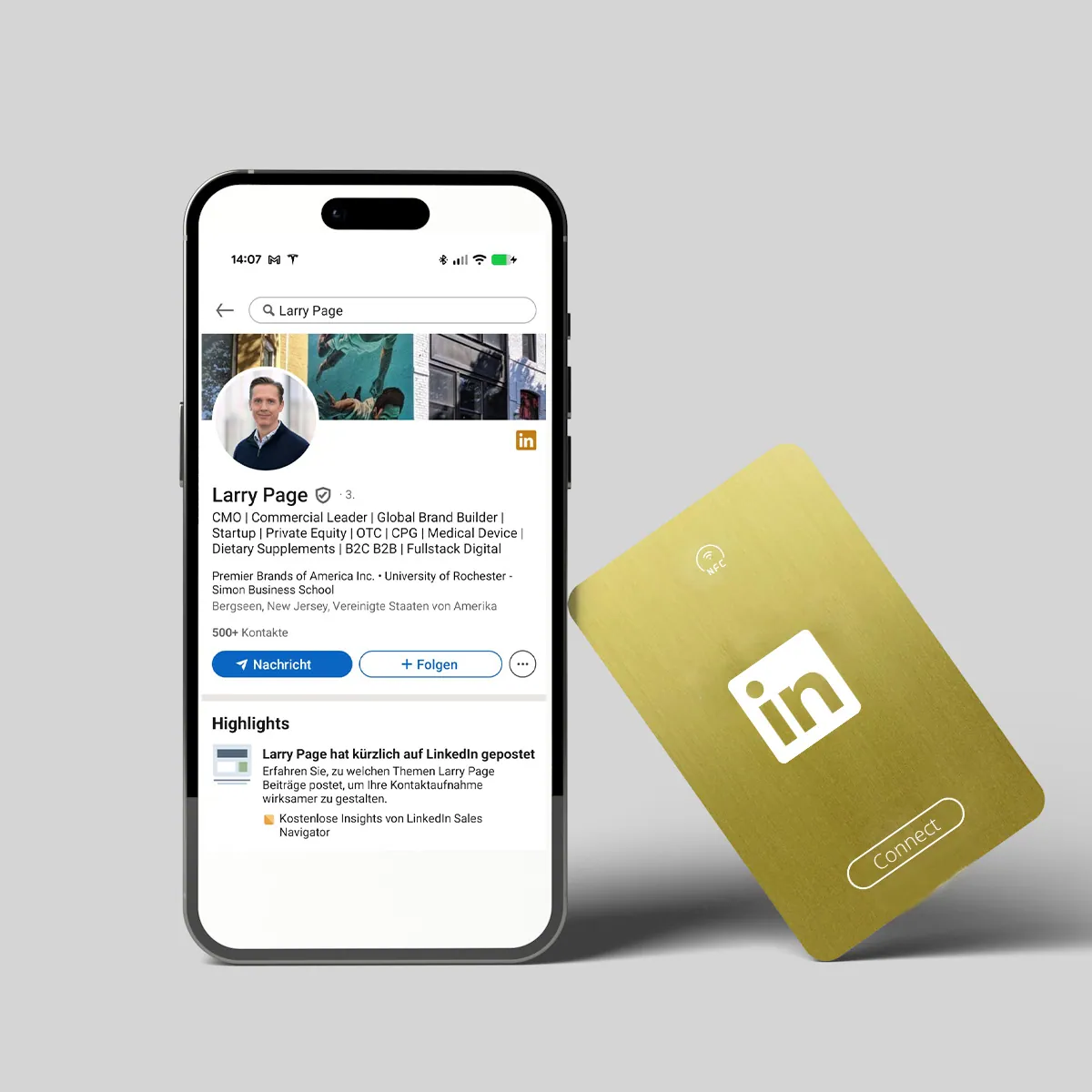 LinkedIn NFC Visitenkarte – Gold Metal Edition | Scan to Connect – Ansicht 2